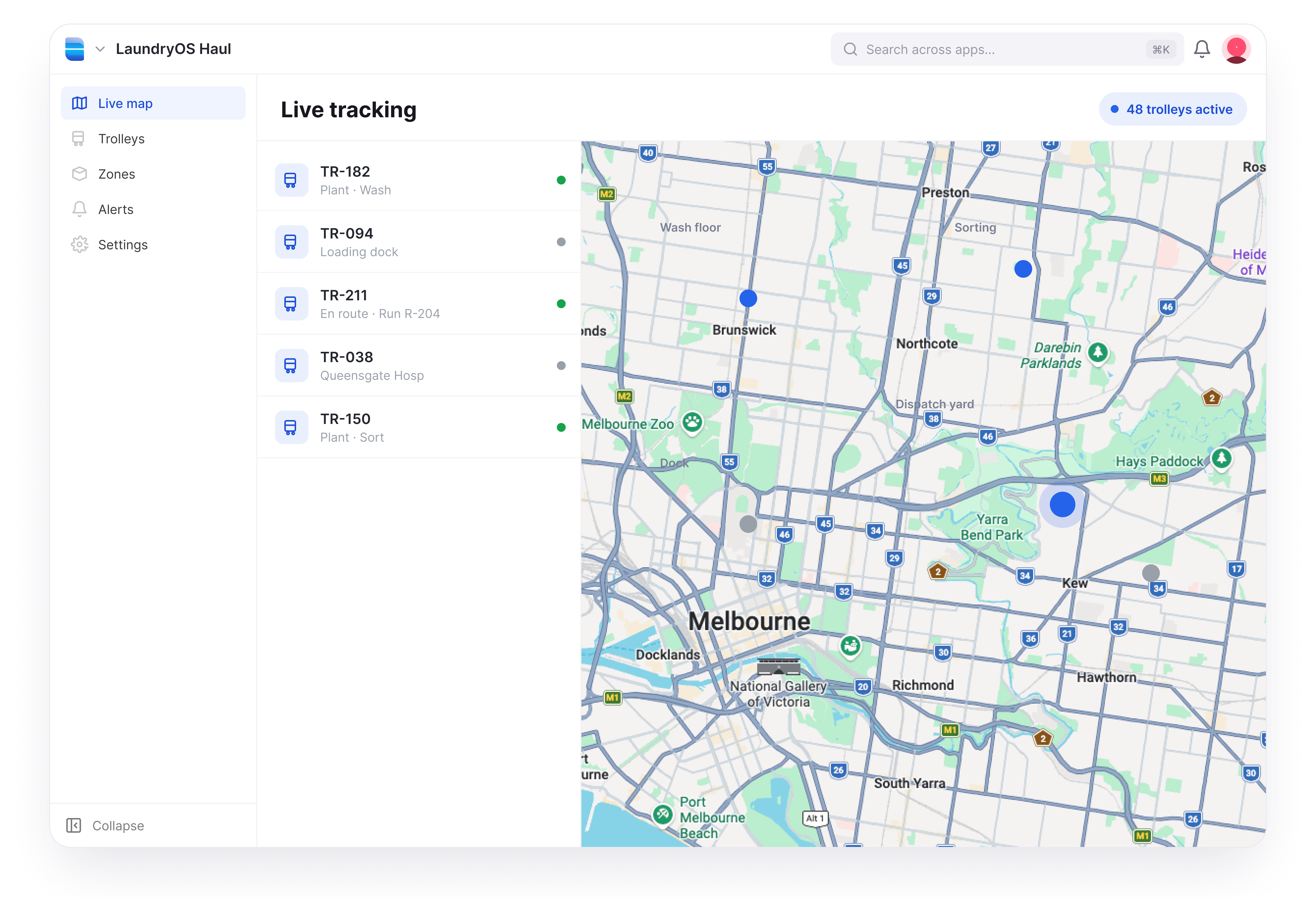 Haul — Trolley map with location history