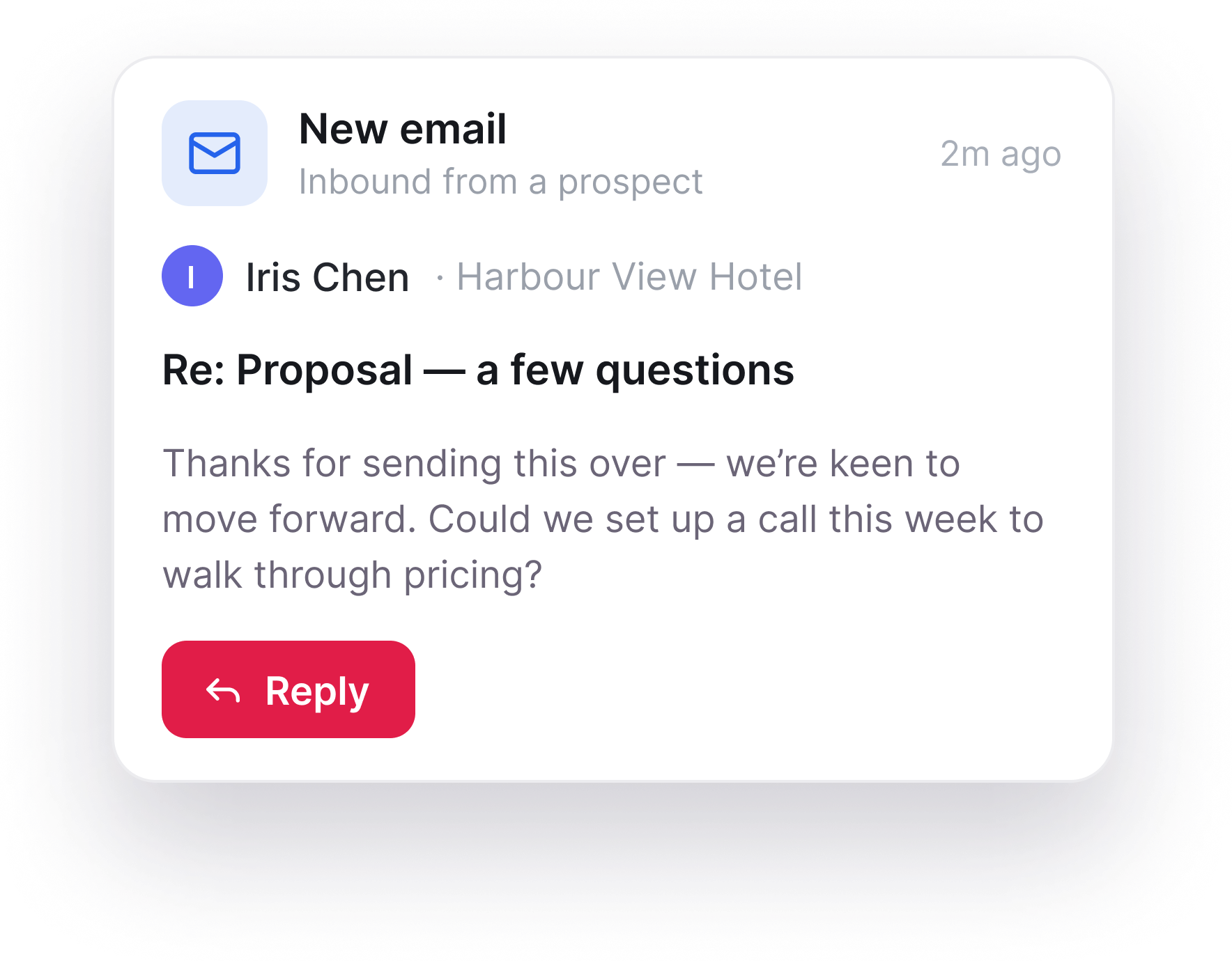 Inbound email from a prospect