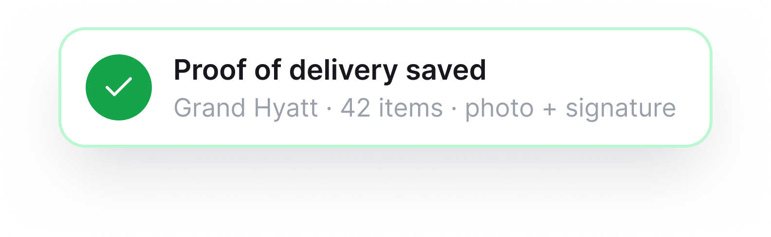 Proof of delivery saved